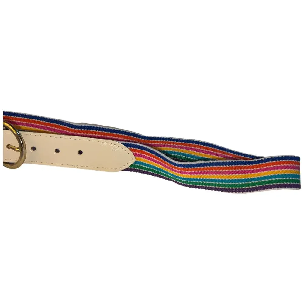 Unbranded 32-36 Inch Rainbow Striped Elastic Belt Vintage 80s
